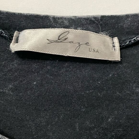 Gaze USA Asymmetric Sleeves Distressed Top Size S - Picture 5 of 8